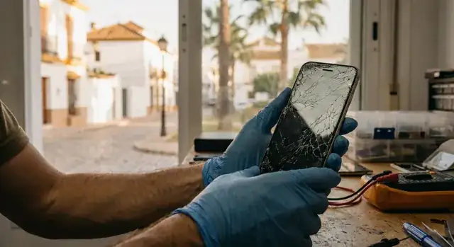 iPhone repair in Las Lagunas, Costa del Sol — iBrokeIt.es technician replacing a screen